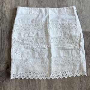 Gap White Eyelet Cotton Mini Skirt Size 0  Boho Summer bridal graduation